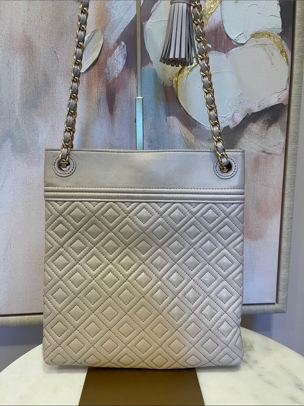 Tory Burch Quilted Fleming Swingpack in Light Pink